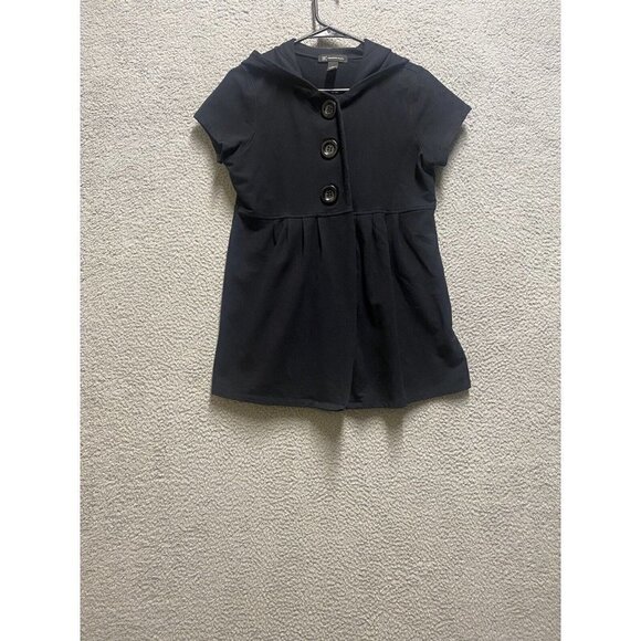 INC Women’s Black Cotton Blend 3 Button Front Short Sleeve  Collar Tunic… - Picture 1 of 6